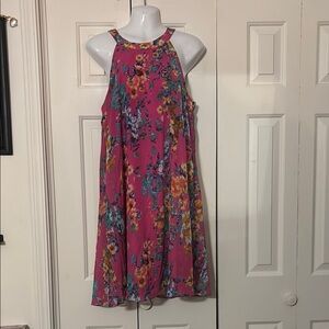 Betsey Johnson Trapeze Swing Dress Fuchsia Floral Mini